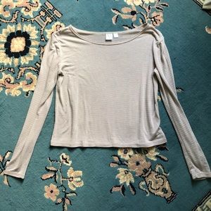 Bp Nordstrom Beige and White long sleeve crop top